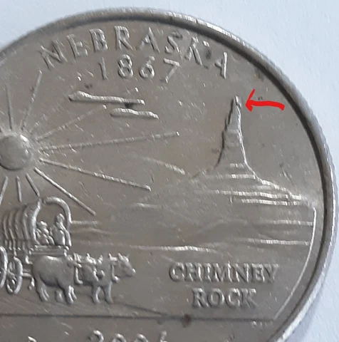 2006-P Nebraska Quarter Error, Extra rock (die chip) on top of Chimney Rock.a-19 Cover