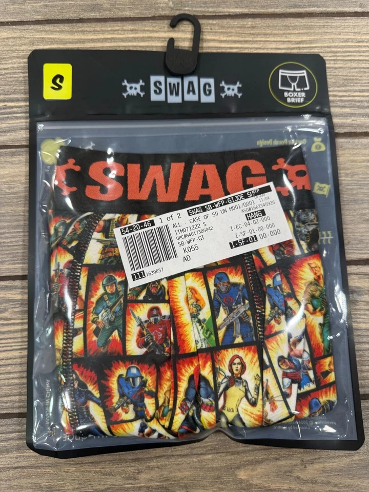 SWAG GI Joe Boxer Briefs Underwear MENS Small 28-30 Stretch Logo Retro