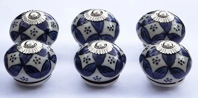 Vintage Ceramic Glass Knobs Drawer Door Pulls Artisan Shabby Chic x 6 - FREE P&P - Image 1 of 2