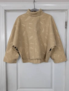 Zara Cape Poncho Jacket women's size XS cream boucle textured oversized - Picture 1 of 7
