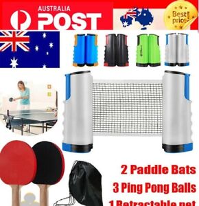 AU Table Tennis Kit Ping Pong Set Retractable Net Rack 2 Bats Portable 3 Balls
