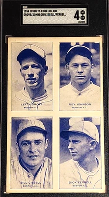 1934 EXHIBITS FOUR-ON-ONE LEFTY GROVE / JOHNSON / CISSELL / FERRELL SGC 4 VG EX - Image 1 of 3