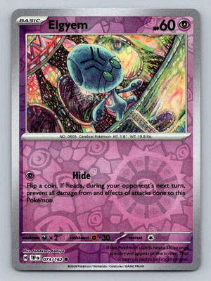 Pokemon Elgyem SV05: Temporal Forces 073/162 Near Mint NM Reverse Holo - Image 1 of 2