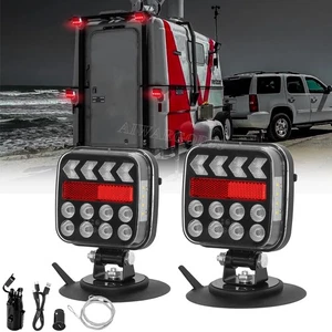 Wireless Tail LED Trailer Tow Lights Kit Magnetic Running For Boat, RV, Trucks - Picture 1 of 13