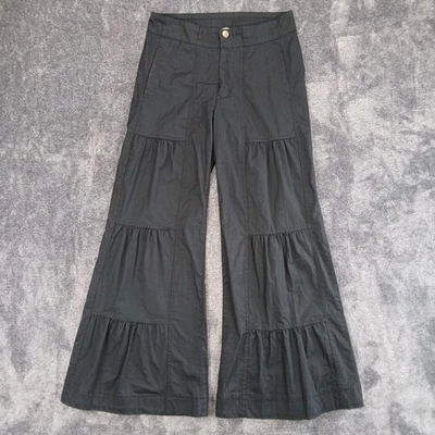 XCVI Wearables Pants Womens XS Black Terraced Ruched Wide Leg Stretch 2958W - Image 1 of 4