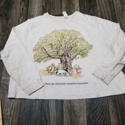 Disney Sweatshirt Womens Winnie The Pooh Crewneck 2X Beige - Image 1 of 4