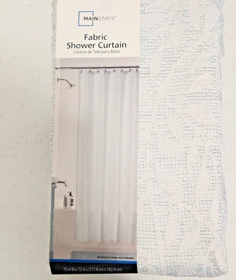 Cortina de Ducha Nueva En Paquete Tela Texturizada Blanca 70W X 72L Foto 1 de 4