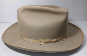 Cappello da cowboy Fedora taglia 7 3/8 anni 50 Stetson 7X pelliccia castoro trasparente strada aperta - Foto 1 di 24