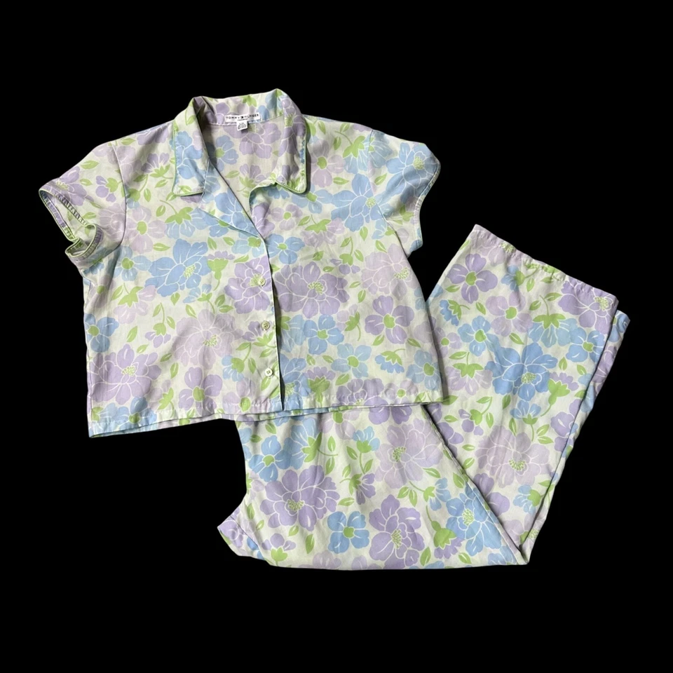 Conjunto de pijama floral grande Tommy Hilfiger púrpura azul verde ropa de dormir flor para mujer Foto 1 de 4