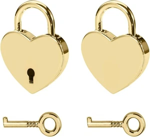 2 Pcs Heart Padlock, Mini Lock with Key, Metal Love for Jewelry... - Picture 1 of 7