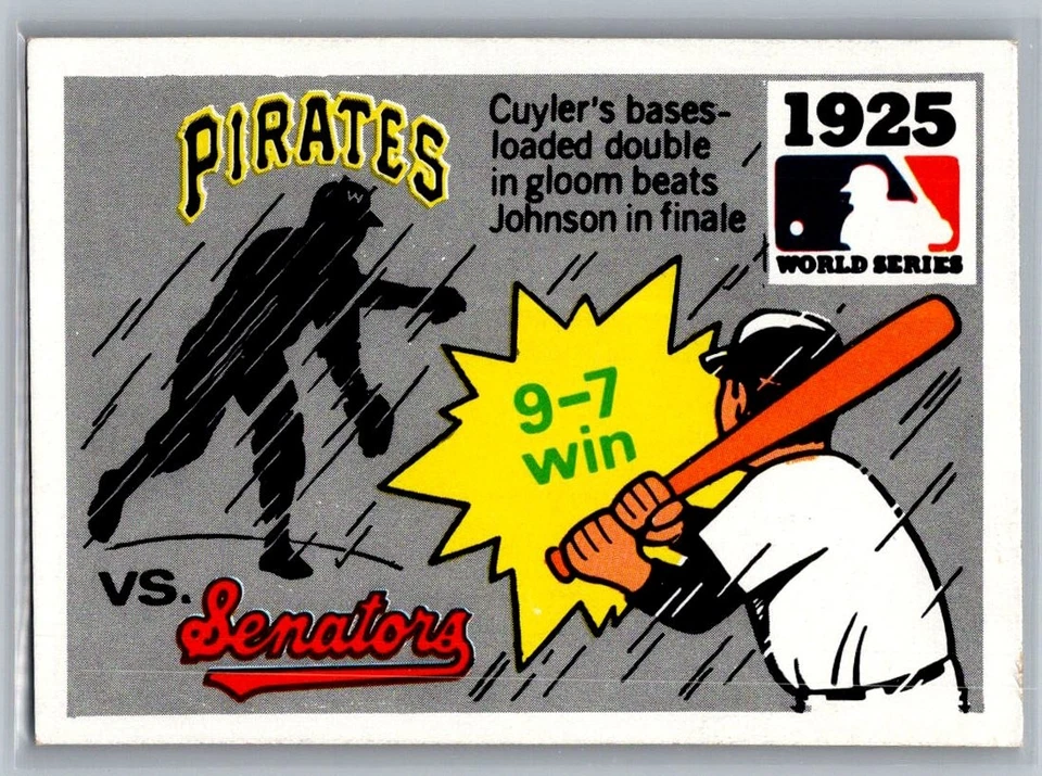 1971 Fleer World Series #23 1925 - Pirates vs. Senators - Cuyler / Johnson - Image 1 of 1