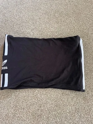 Adidas Originals Adicolor 3 stripe bandeau crop tube top, black cotton, size 10 - Image 1 of 4