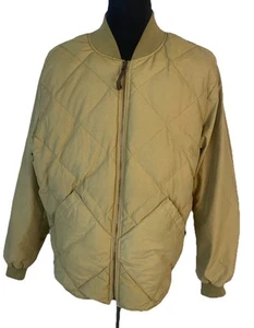 Eddie Bauer Jacket Mens XL Beige Goose Down 1936 Skyliner Bomber Quilted - Picture 1 of 13