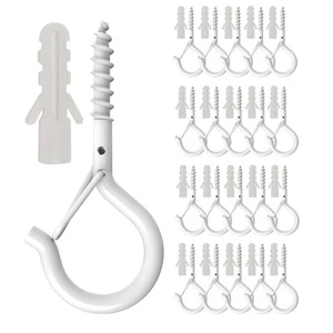20 Pack Q Hanger Hooks with Safety Buckle, Rustproof Screw Hooks for Hanging ... - Picture 1 of 7
