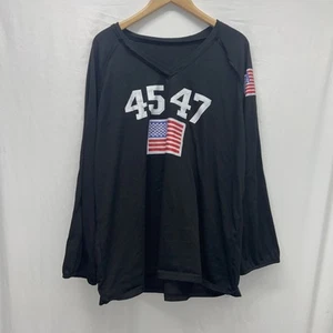 Donald Trump 3/4 Sleeve V Neck Shirt 45/47 American Flag XXL L15 - Picture 1 of 10