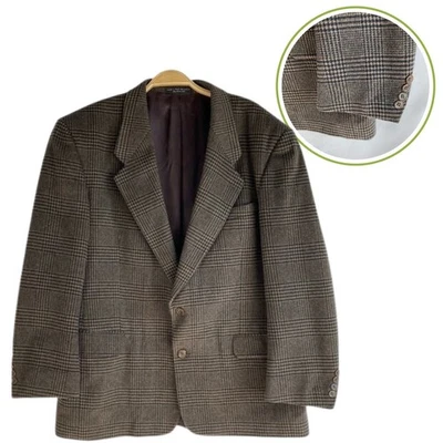 Gianfranco Ruffini Italy Cashmere Blend Sport Coat Blazer Men 46R Brown Plaid - Image 1 of 4