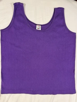 Camiseta sin mangas vintage Y2K Fruit Of The Loom XL púrpura clásica años 90 preencogida HECHA EN EE. UU. Foto 1 de 4
