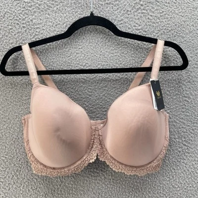 Sutiã feminino Wacoal camiseta 36G cetim bronzeado respirável leve conforto casual 853191 - Imagem 1 de 4