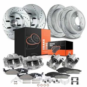 16x Front & Rear Drilled Brake Rotor & Pads + Brake Caliper for Ford F-150 04-05 - Picture 1 of 11