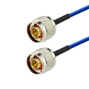 N-Typ Stecker auf Stecker Lötzinn blau RG402 halb flexibel Koax RF VERLUSTARM Kabel 3m - Bild 1 von 3