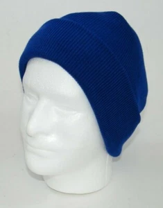 (8) PORT & COMPANY ROYAL BLUE CP90L BLACK FLEECE LINED KNIT CAPS BEANIES - Picture 1 of 9