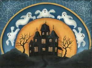 Haunted House Halloween Kim Lewis Art Print 16x12 - Picture 1 of 1