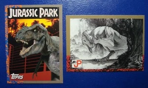 LOT 1993 Topps *JURASSIC PARK* Key 1st & Last Card's #'s 1 & 88 *DINOSAURS T-Rex - Foto 1 di 2