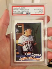 Sparky Anderson auto signed card 1989 Topps #193 Detroit Tigers PSA Encapsulated