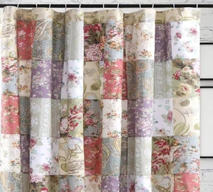 BLOOMING PRAIRIE 72x72 SHOWER CURTAIN  :  COTTON COUNTRY LILAC ROSE FLORAL - Picture 1 of 3