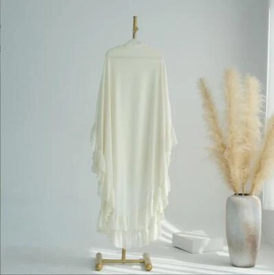 Dubai Abaya 2Layers Ruffles Khimar Chiffon Muslim Women Hijab Long Scarf Ramadan - Image 1 of 4