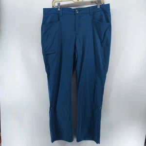eddie bauer outdoor pants women size 16 blue cargo zip pocket Roll up Leg nylon - Picture 1 of 9