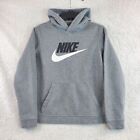 Nike Fleece Lined Gray Swoosh Youth Boys Size XL Pullover Hoodie Logo
