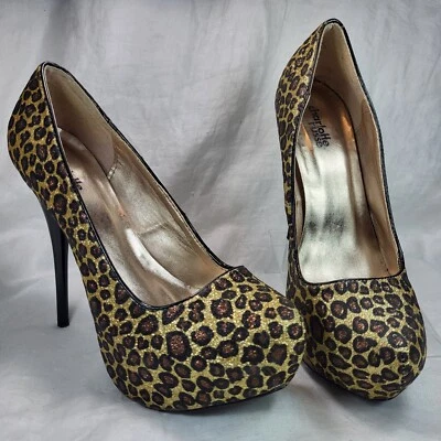 Charlotte Russe Leopard Cheetah Print SHOES Womens Size 8 Pumps Platform Heels - Image 1 of 4