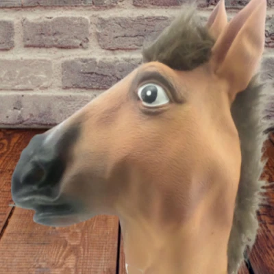 Brown Horse Head latex Mask - Image 1 of 4
