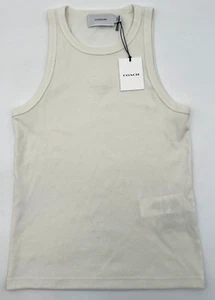 COACH RIBBED TANK TOP, WHITE, MEDIUM, 196395351916, NWT - Picture 1 of 8