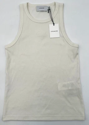 CAMISETA SIN MANGAS ACANALADA COACH, BLANCA, MEDIANA, 196395351916, NUEVA CON ETIQUETAS Foto 1 de 4