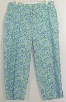 Original TY Wear Size 18 100% Cotton Light Blue W/ Yellow Floral Capri Pants