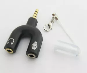 3.5mm TRRS to 2 TRS Audio Headset Mic Y Splitter Cable Adapter for Tabs & Laptop - Picture 1 of 6