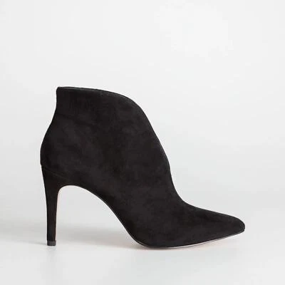 & Other Stories Front Cut Black Suede Leather Point Toe Heeled Boots Size 9.5 - Image 1 of 4