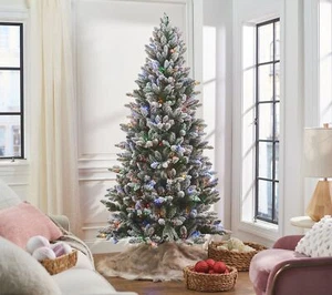 Bethlehem Lights 7' Flocked 2-in-1 Christmas Tree DAMAGED pls read - Picture 1 of 5