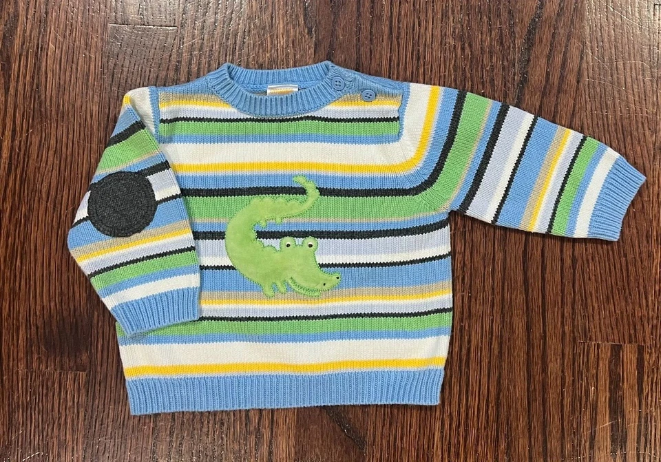 Suéter de cocodrilo a rayas Gymboree Jungle Friends Vintage 2006 usado en excelente estado 6-12 meses Foto 1 de 1