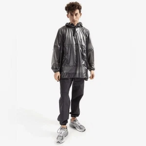NWT Rains Unisex Ultra Light Anorak Black Raincoat - Built in Hood - Size L - Picture 1 of 13