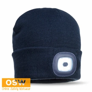BN Navy Beanie Warm Inbuilt LED Head Light (USB Rechargeable) - 150 lumens - Picture 1 of 2