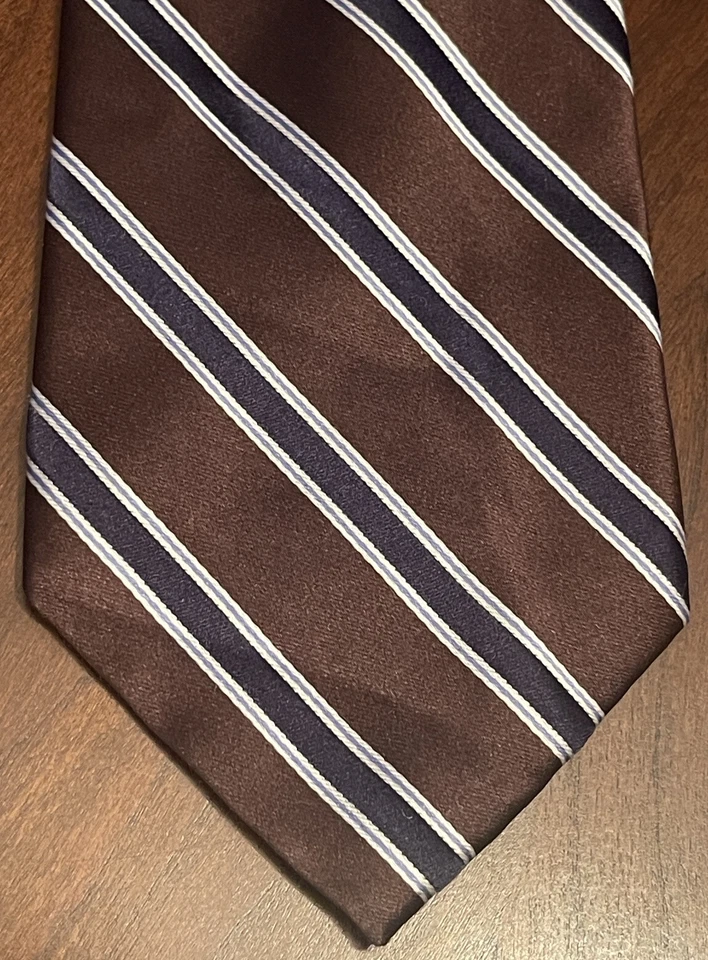 U.s. Polo Assn. Corbata de cuello para hombre marrón azul 100 % seda hecha en China Foto 1 de 4
