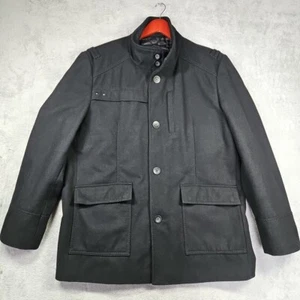 Black Rivet Mens XL Unique Black Wool Blend Winter Coat Button Up 6 Pocket - Picture 1 of 17