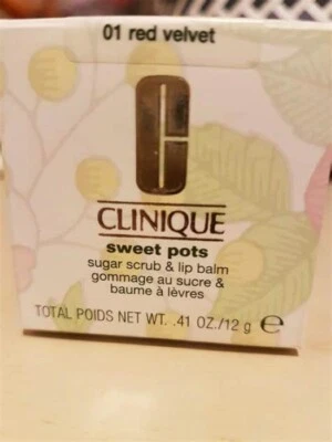 CLINIQUE Sweet Pots Sugar Scrub & Lip Balm 01 RED VELVET .41 oz / 12 g NIB Foto 1 de 2