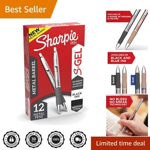 12 Count S-Gel Medium Point Pens - Stylish Black Metal for Home and Office - Picture 1 of 8
