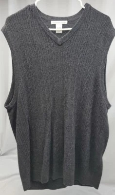 Geoffrey Beene Mens Sweater Vest Gray V-neck XXL - Image 1 of 3