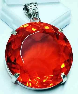 Pendant Mexican Fire Opal Round Cut 120-121 Ct Natural Certified Loose Gemstone - Image 1 of 4