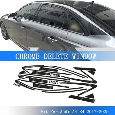 Glossy Black Chrome Delete Window Trims For Audi A4 S4 2017-2025 Foto 1 de 4
